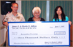 Jennifer Leung with $15,000 Scholarship Award